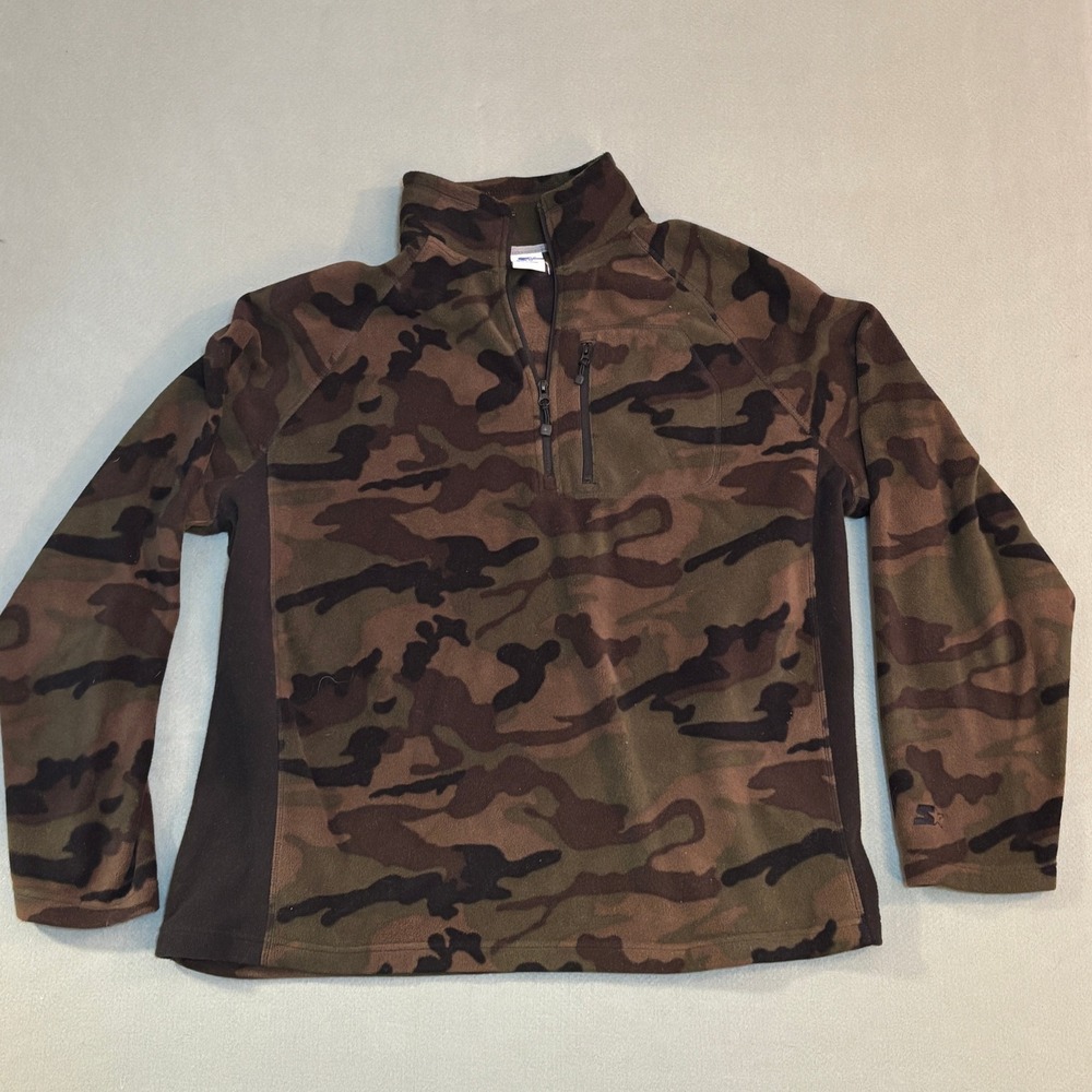 Starter Mens XL Camo Fleece Quarter Zip Pullover Woodland Camouflage Jacket